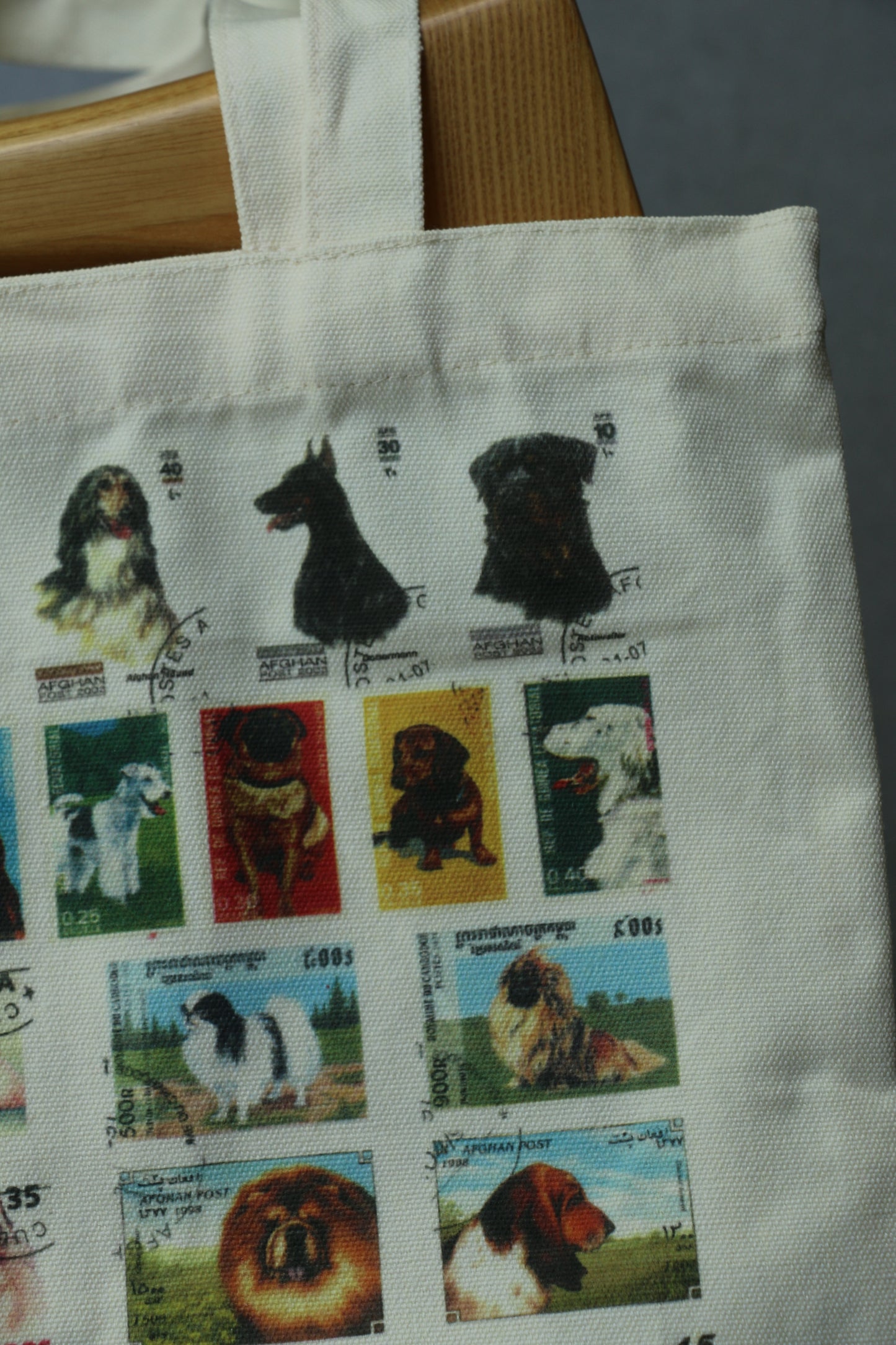 Dog Stamp Canvas Tote Bag