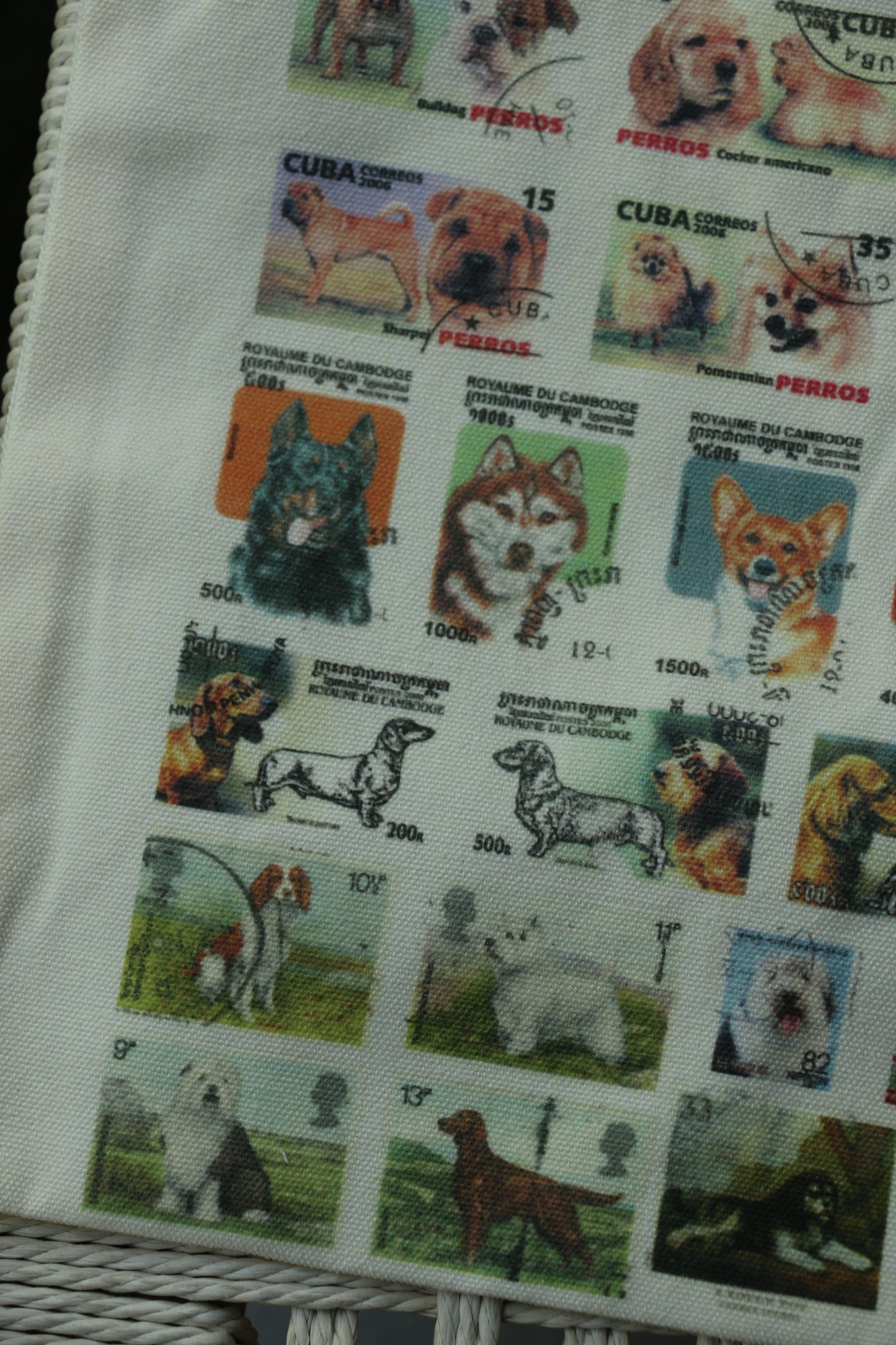 Dog Stamp Canvas Tote Bag