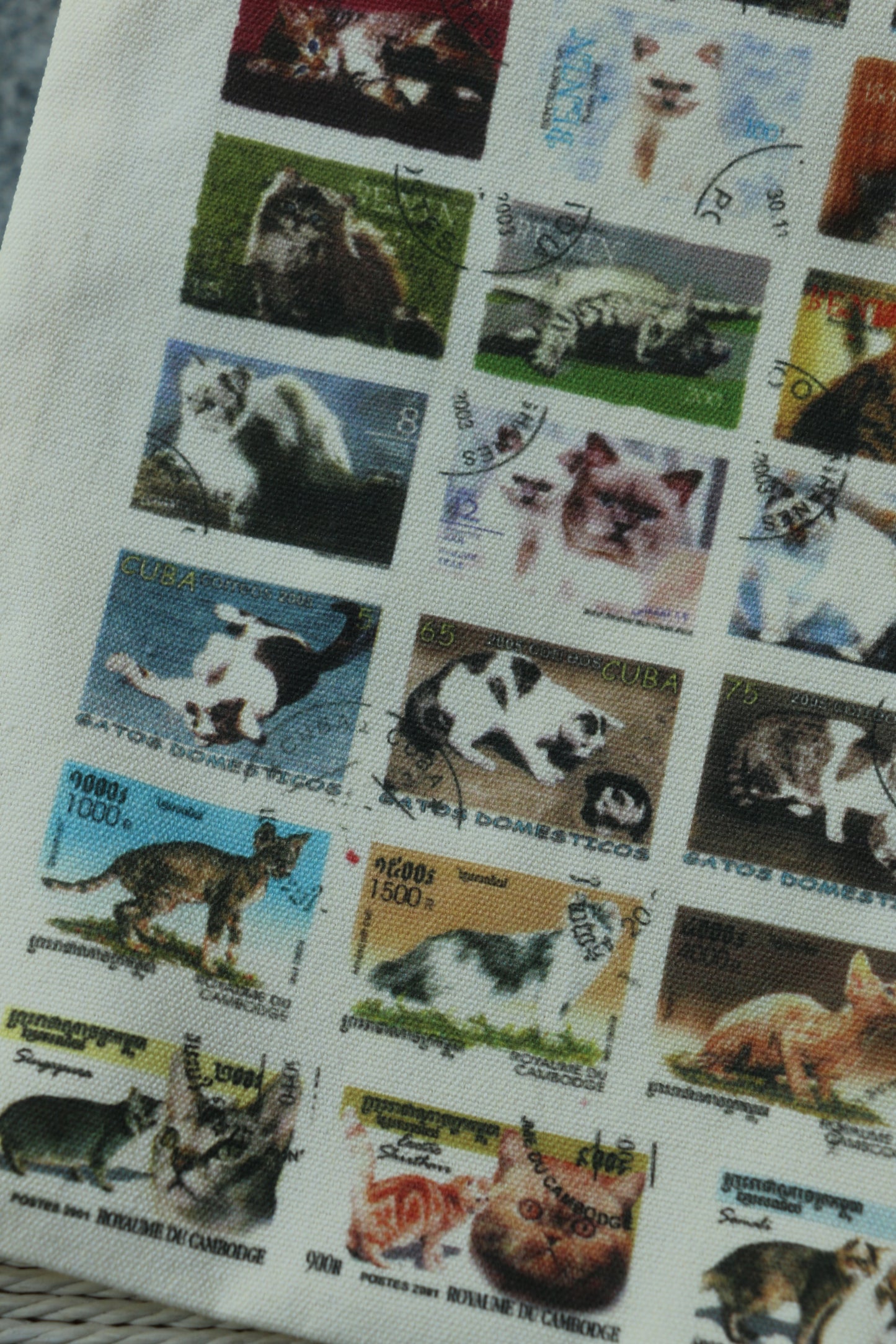 Cat Stamp Canvas Tote Bag