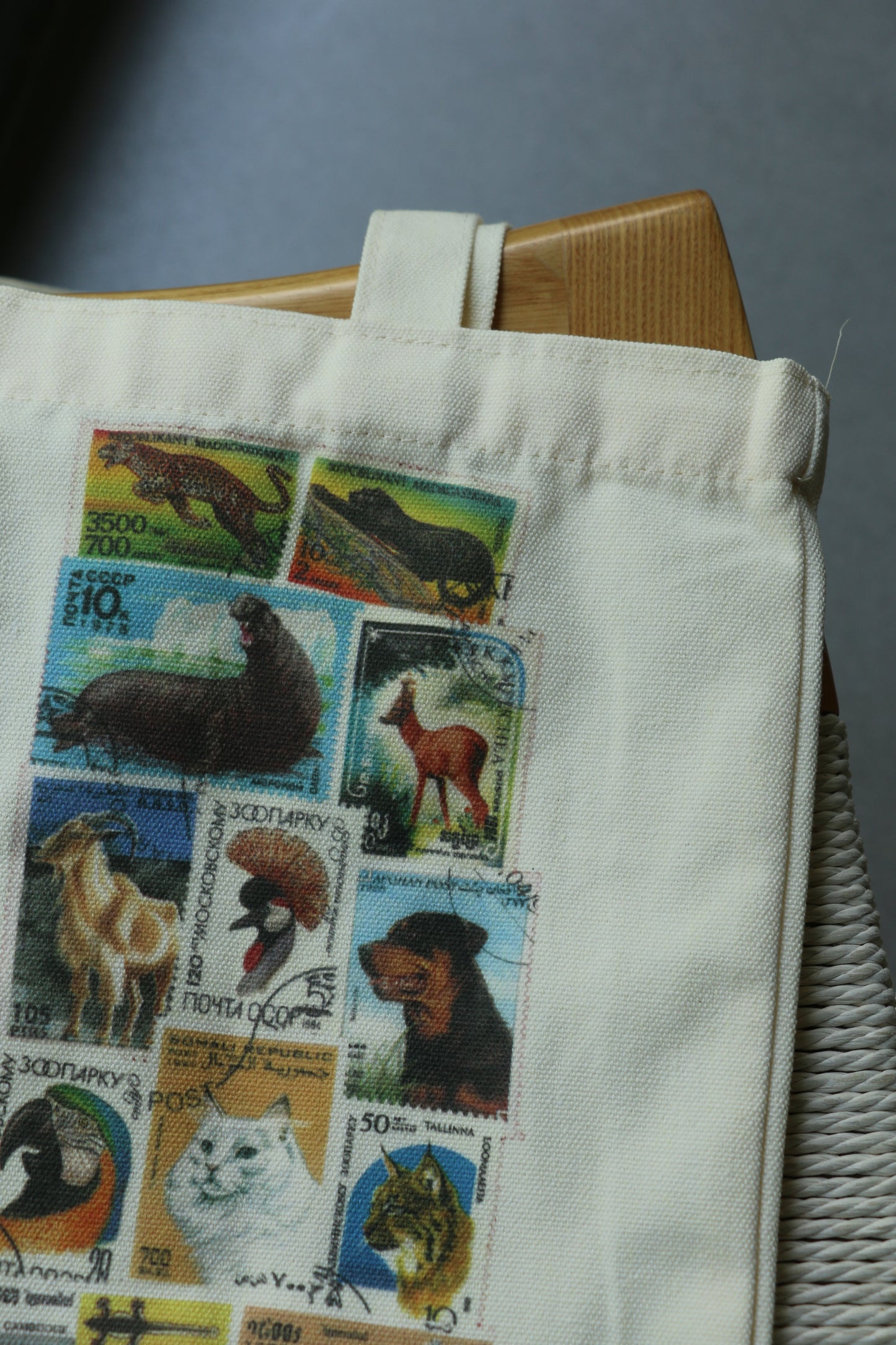 Animal Stamp Canvas Tote Bag