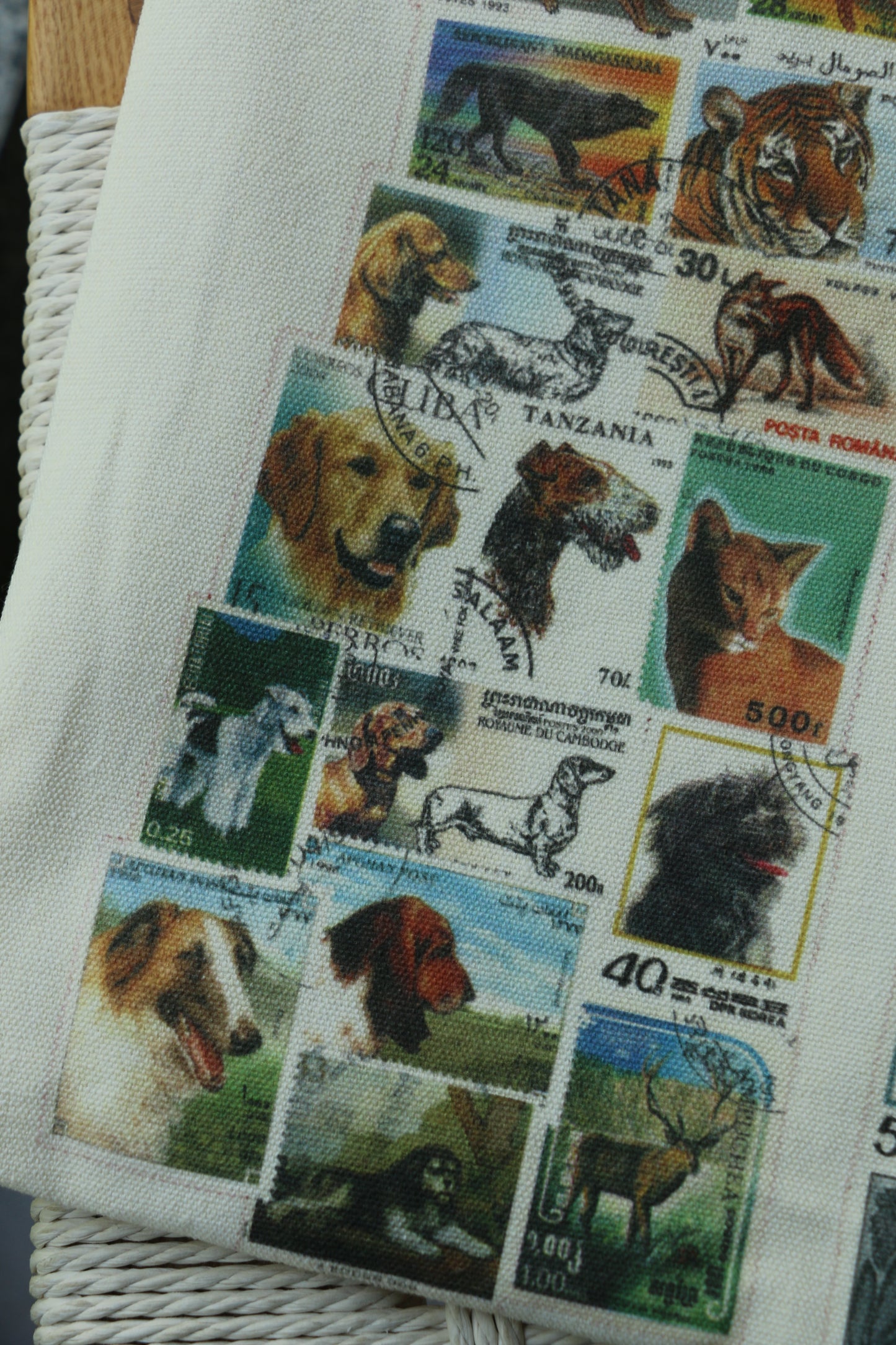 Animal Stamp Canvas Tote Bag