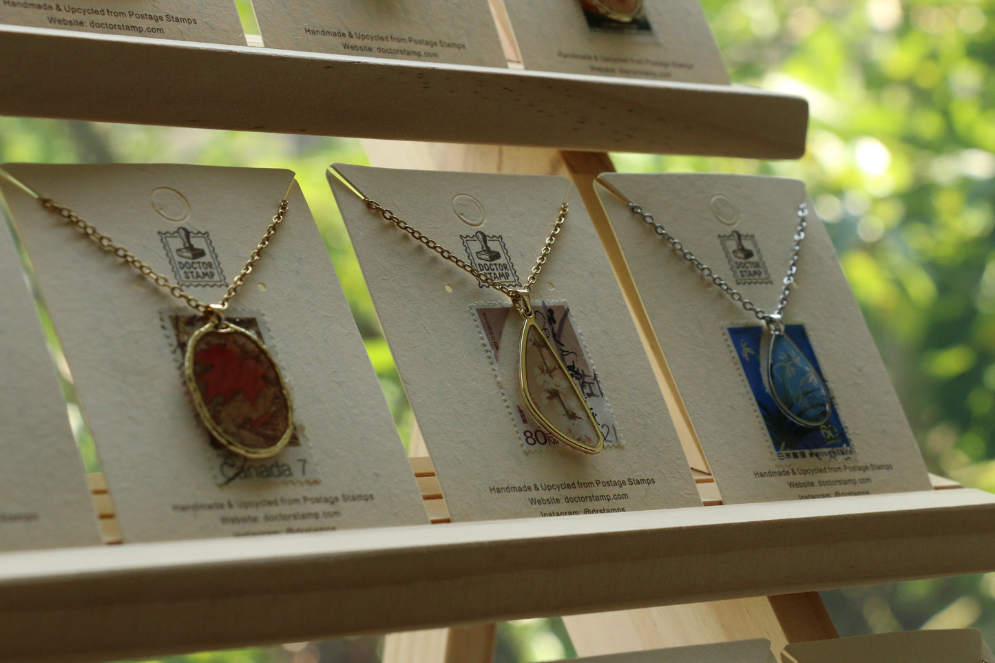Upcycled Postage Stamp Necklace – One-of-a-Kind Vintage Jewelry (Min Order of 5 Pieces)