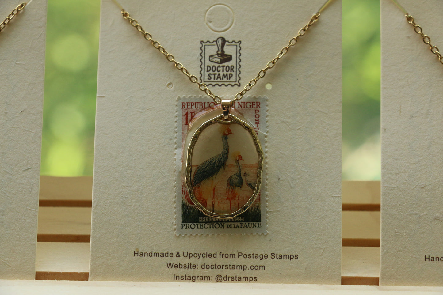 Upcycled Postage Stamp Necklace – One-of-a-Kind Vintage Jewelry (Min Order of 5 Pieces)