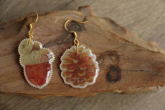 Autumn Grove – Irregular Japanese Postage Stamp Earrings