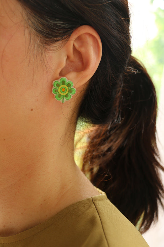 Suriname Flower Stamp Stud Earrings