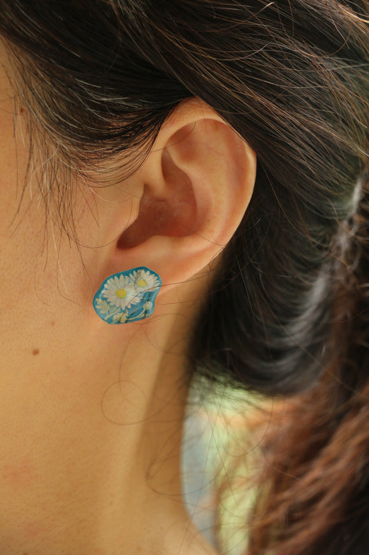 Japanese Flower Stamp Stud Earrings