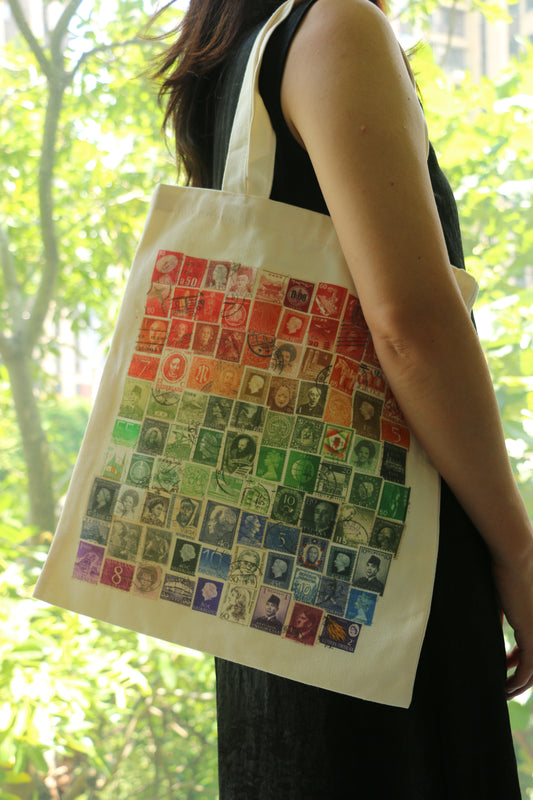 Colorful Stamp Canvas Tote Bag