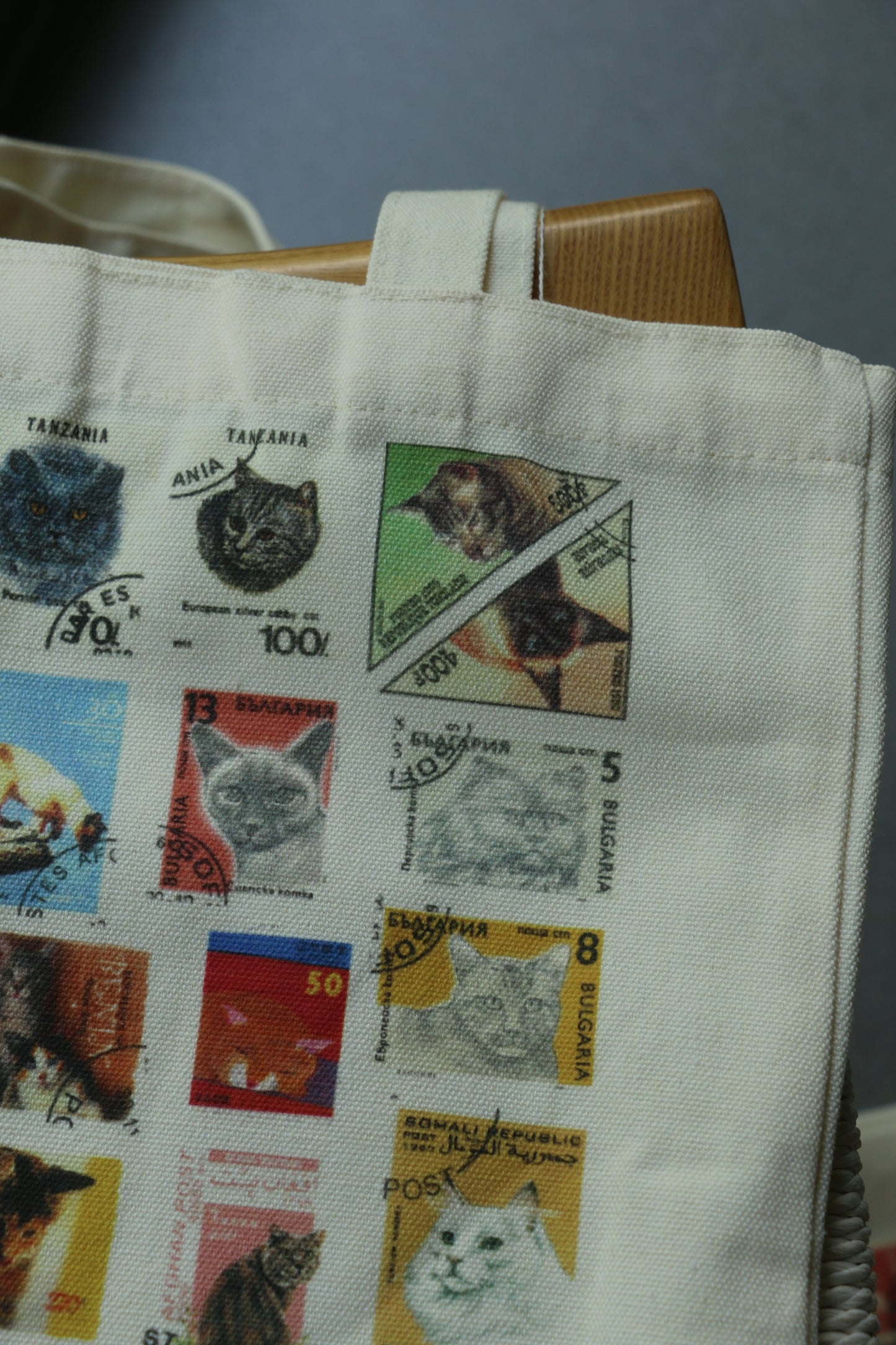 Cat Stamp Canvas Tote Bag