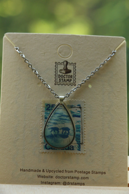 Canada Polar Bear Stamp Necklace