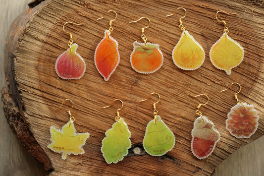 Autumn Grove – Irregular Japanese Postage Stamp Earrings