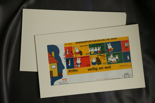 Framed First Day Cover of Miffy Dutch Stamps (2005)
