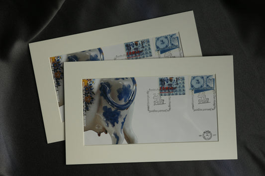 Framed First Day Cover of Dutch Delft Blue Porcelain Stamp (1998)