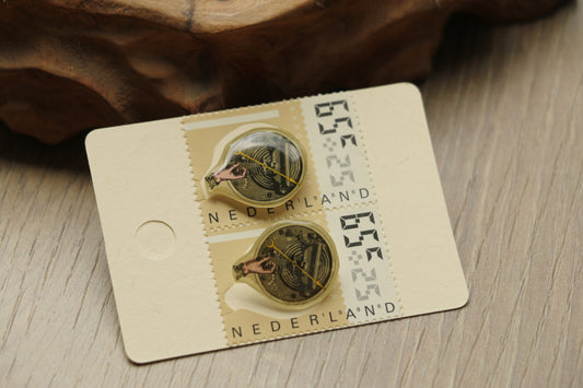 Netherlands Clock Stamp Stud Earrings