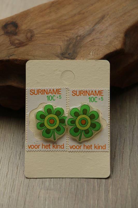 Suriname Flower Stamp Stud Earrings