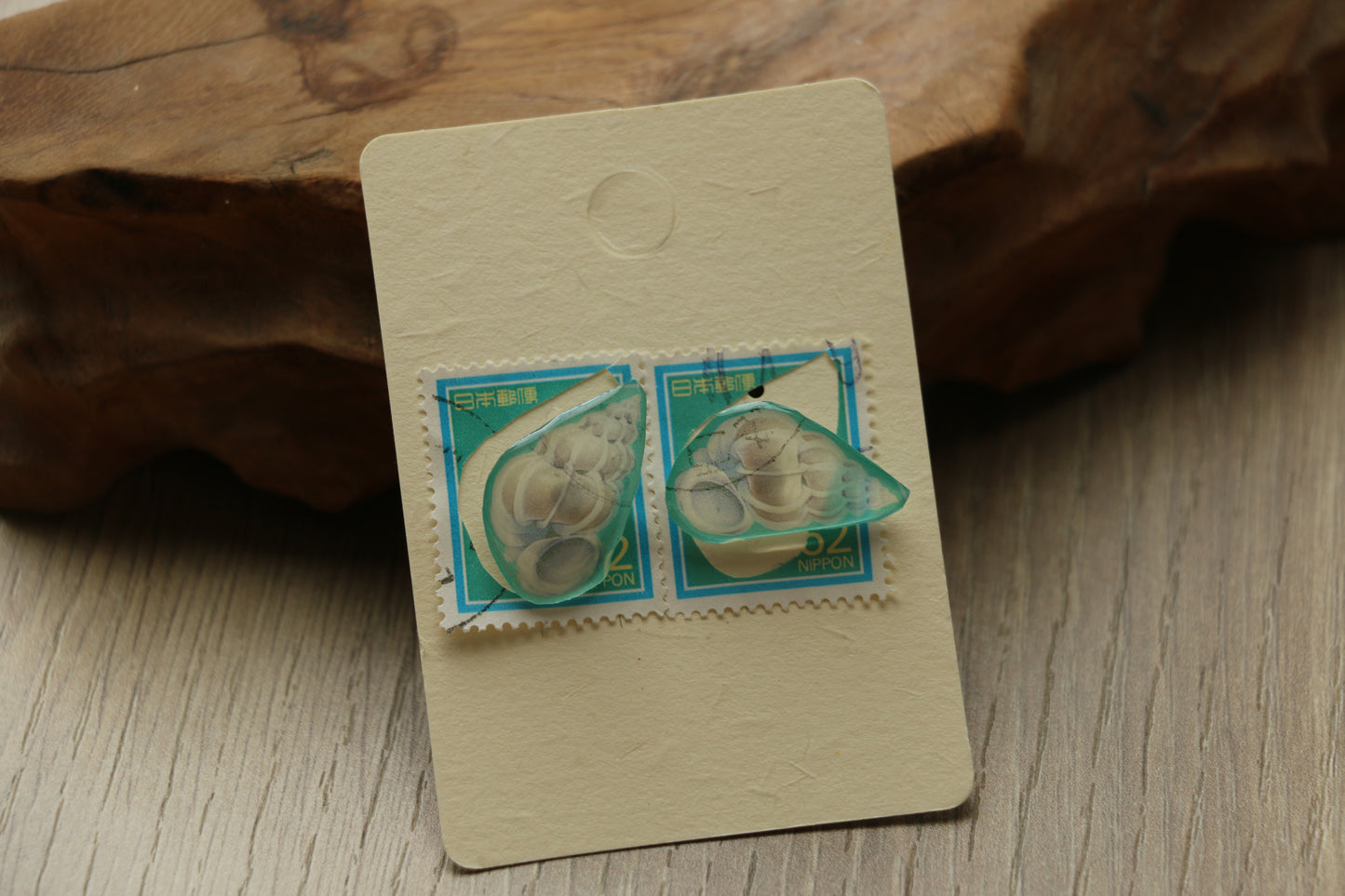 Japanese Shell Stamp Stud Earrings