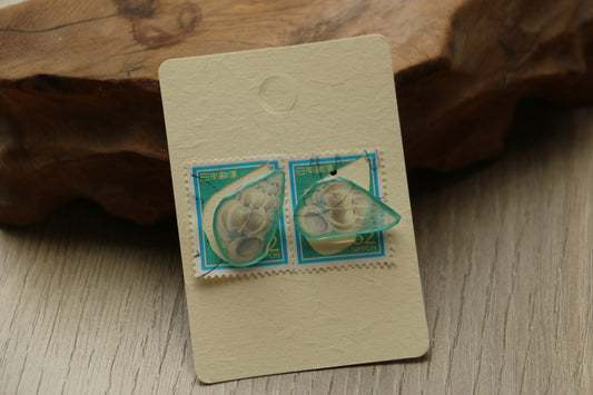 Japanese Shell Stamp Stud Earrings